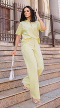 Conjunto Londres com calça e blusa em malha tweed de algodão