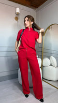 Conjunto Londres com calça e blusa em malha tweed de algodão